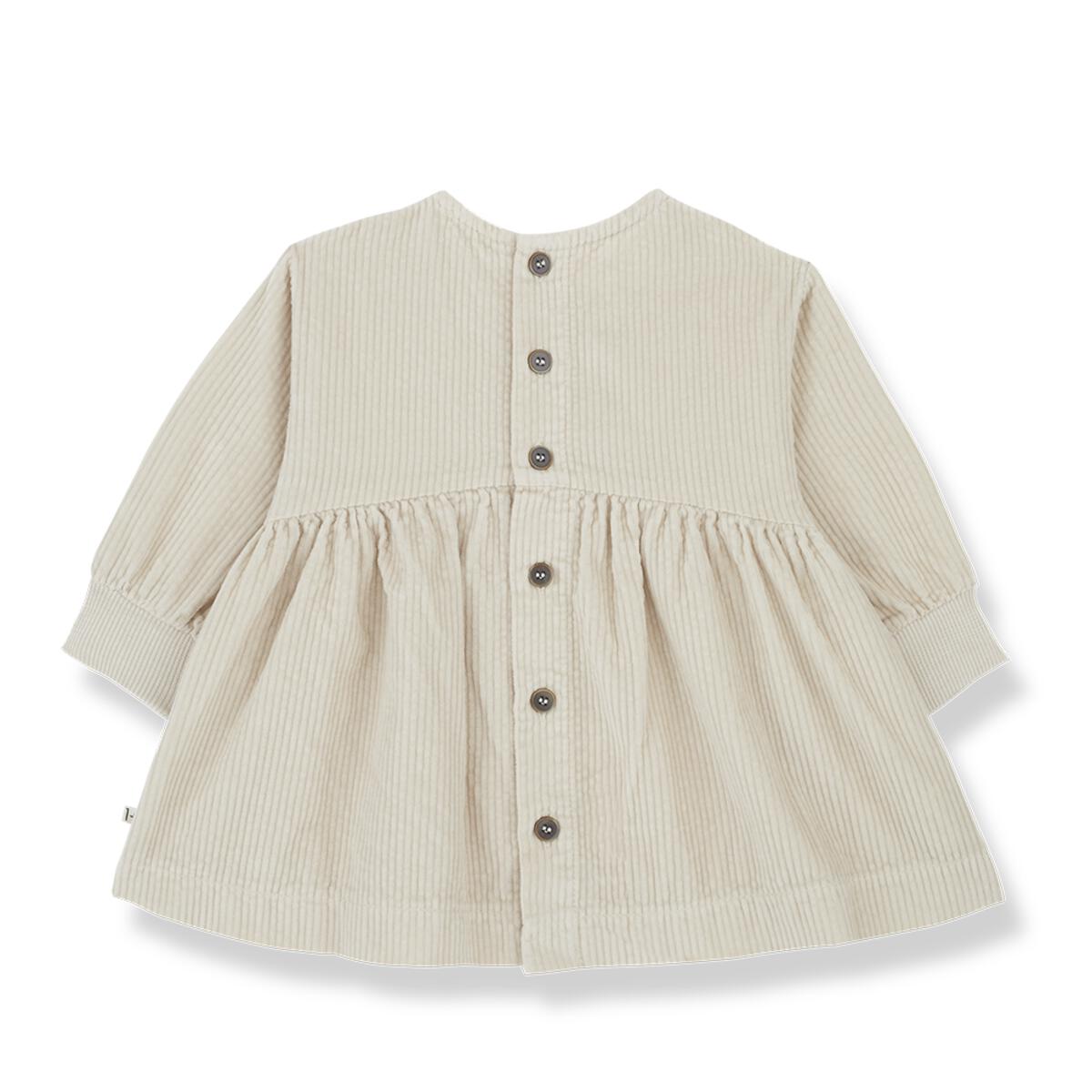 Oatmeal Long Sleeve Corduroy Back Button Kids Dress