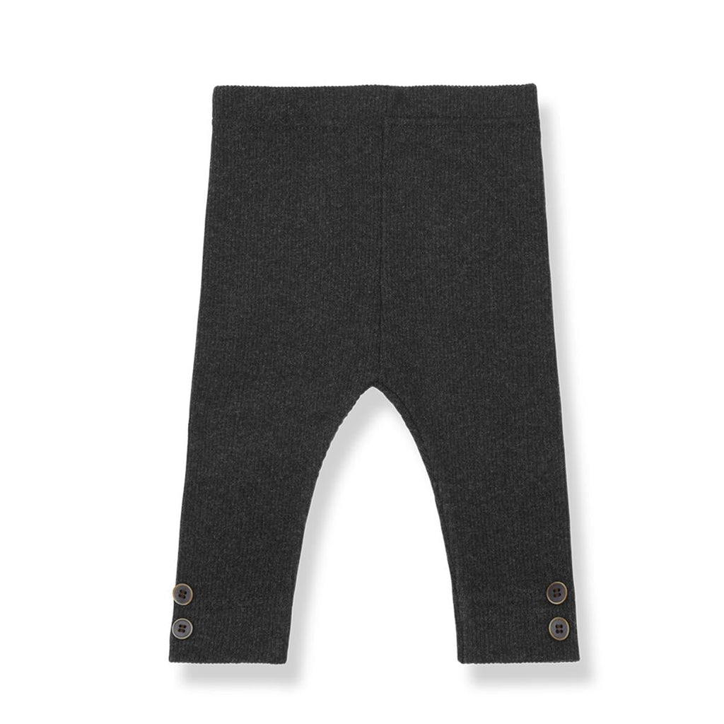 Anthracite Rib Jersey Elastic Waist Ankle Button Leggings