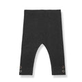 Anthracite Rib Jersey Elastic Waist Ankle Button Leggings