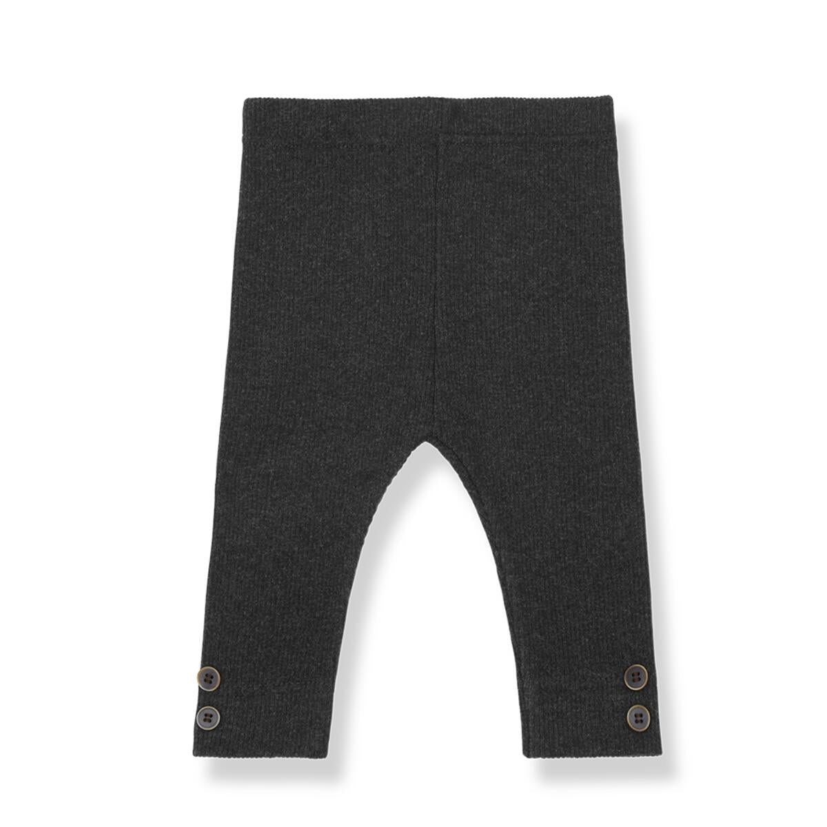 Anthracite Rib Jersey Elastic Waist Ankle Button Leggings