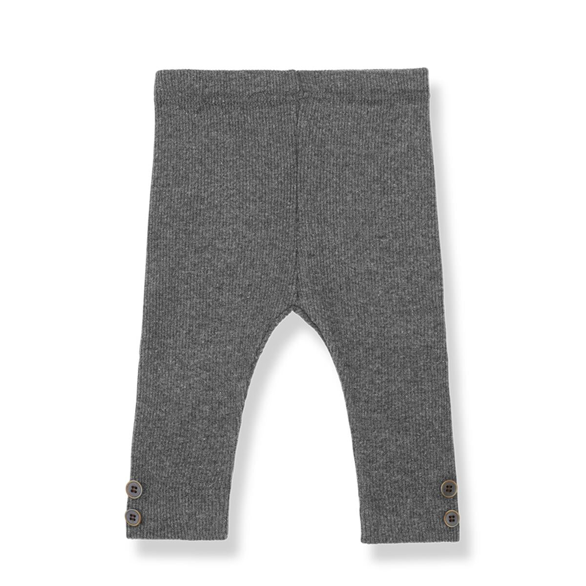 Grey Rib Jersey Elastic Waist Ankle Button Leggings