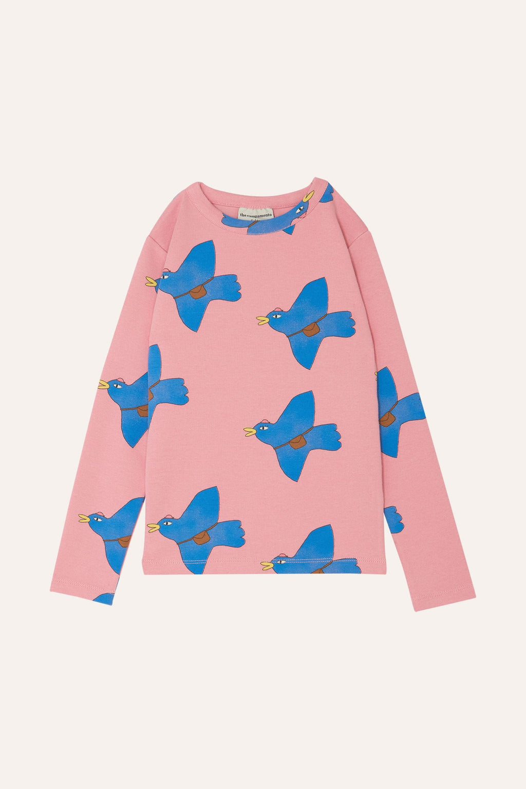 Pink Long Sleeve Pigeon Allover Print Tee