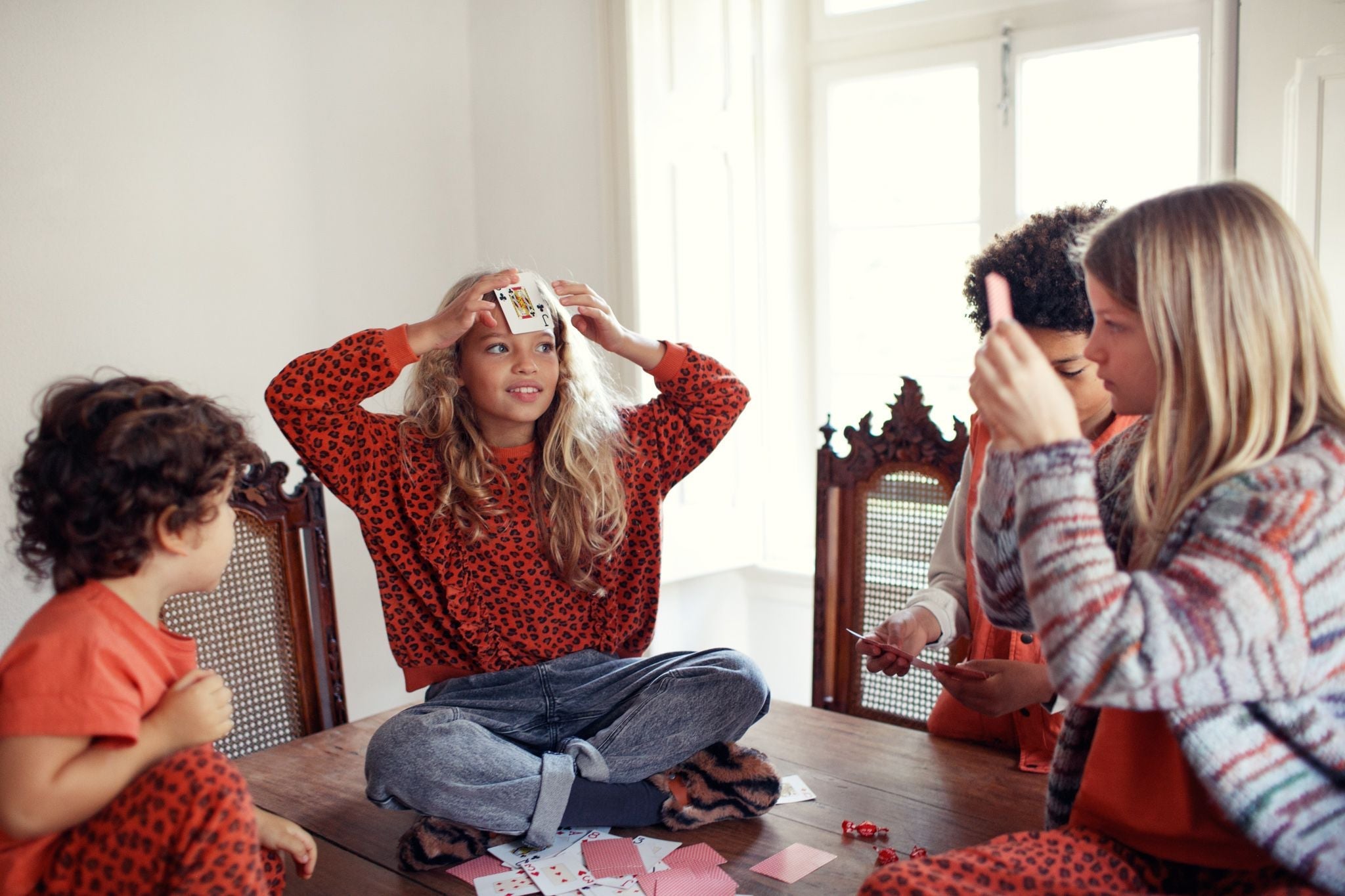 Terry Cotton Sweatshirt in Terracotta w/ Animal Print