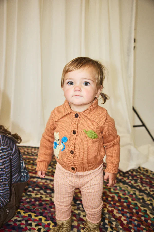 Baby Merino Wool Motley Knit Cardigan Palomino