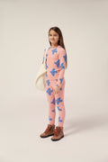 Pink Blue Pigeon Allover Print Organic Cotton Kids Leggings