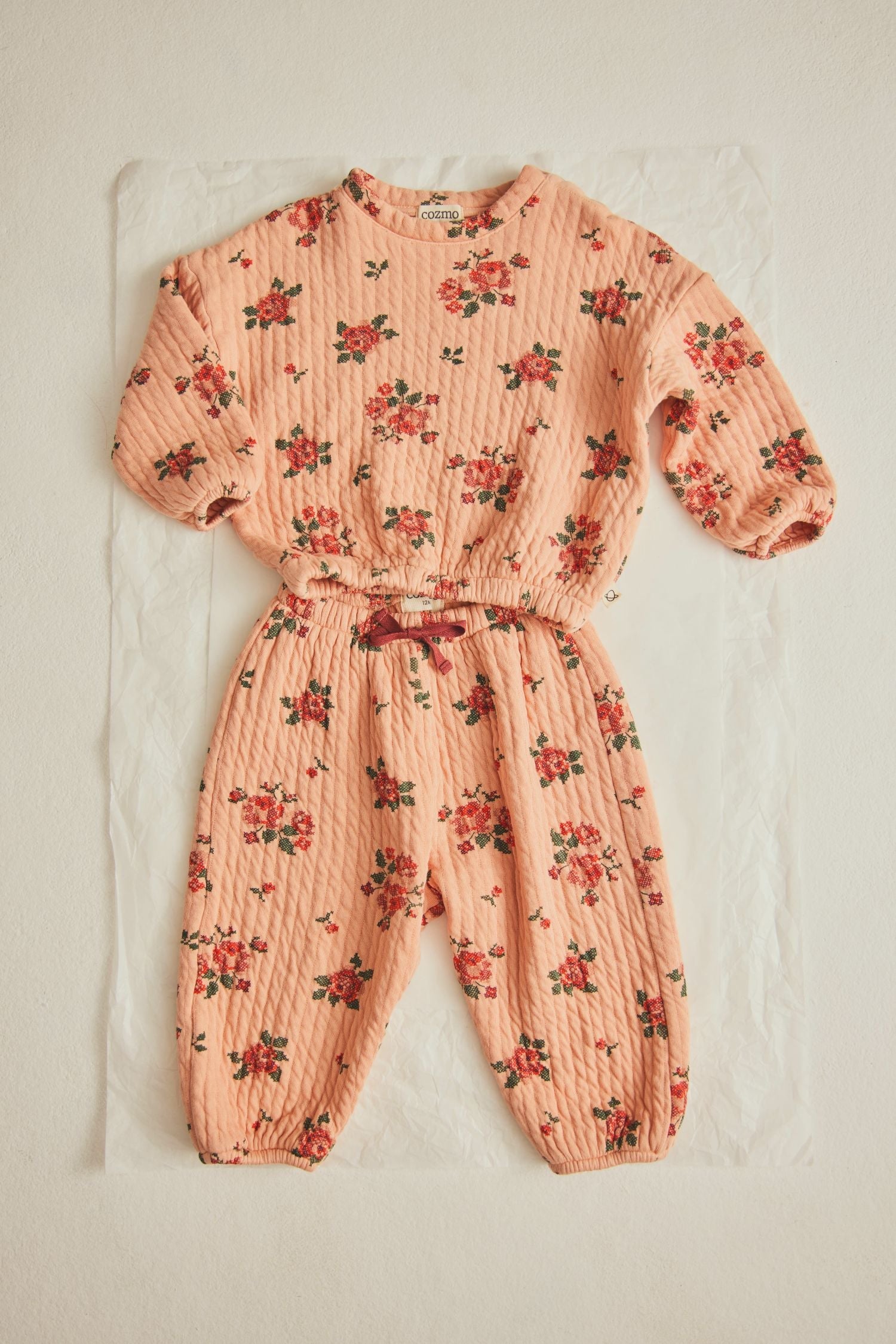 Quilted Floral Print Baby Sweatshirt with Snap Buttons