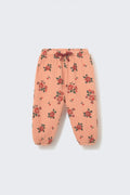 Floral Quilted Baby Pants with Bow Waist and Back Pocket
