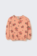 Quilted Floral Print Baby Sweatshirt with Snap Buttons