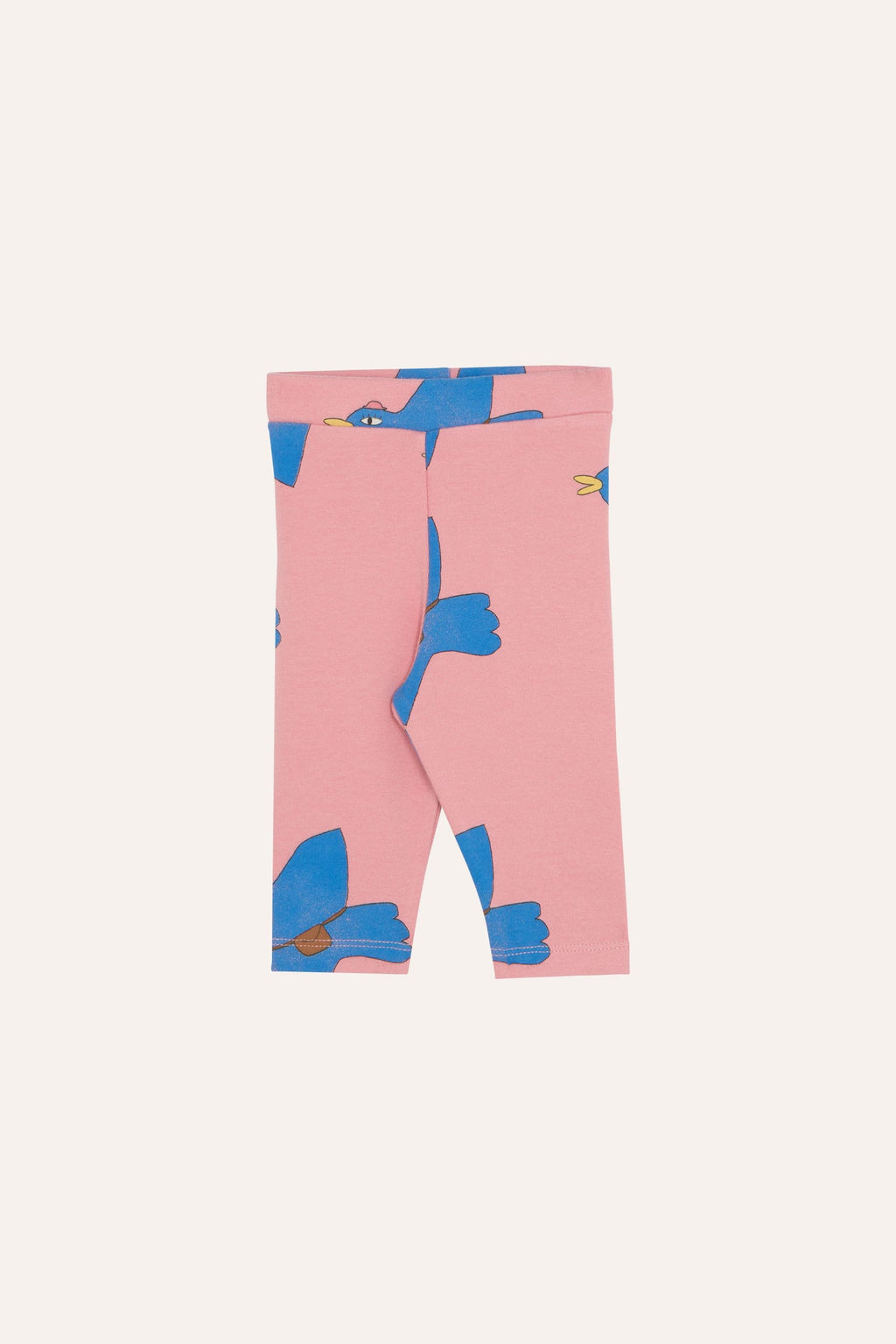 Pink Blue Pigeon Allover Print Organic Cotton Kids Leggings