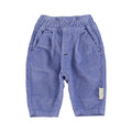 Purple Unisex Corduroy Elastic Waist Lateral Pocket Trousers