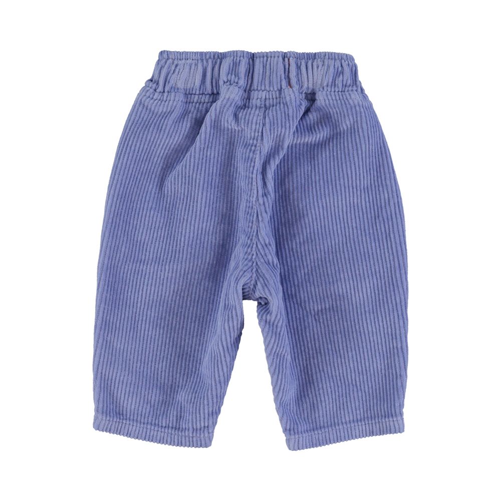 Purple Unisex Corduroy Elastic Waist Lateral Pocket Trousers