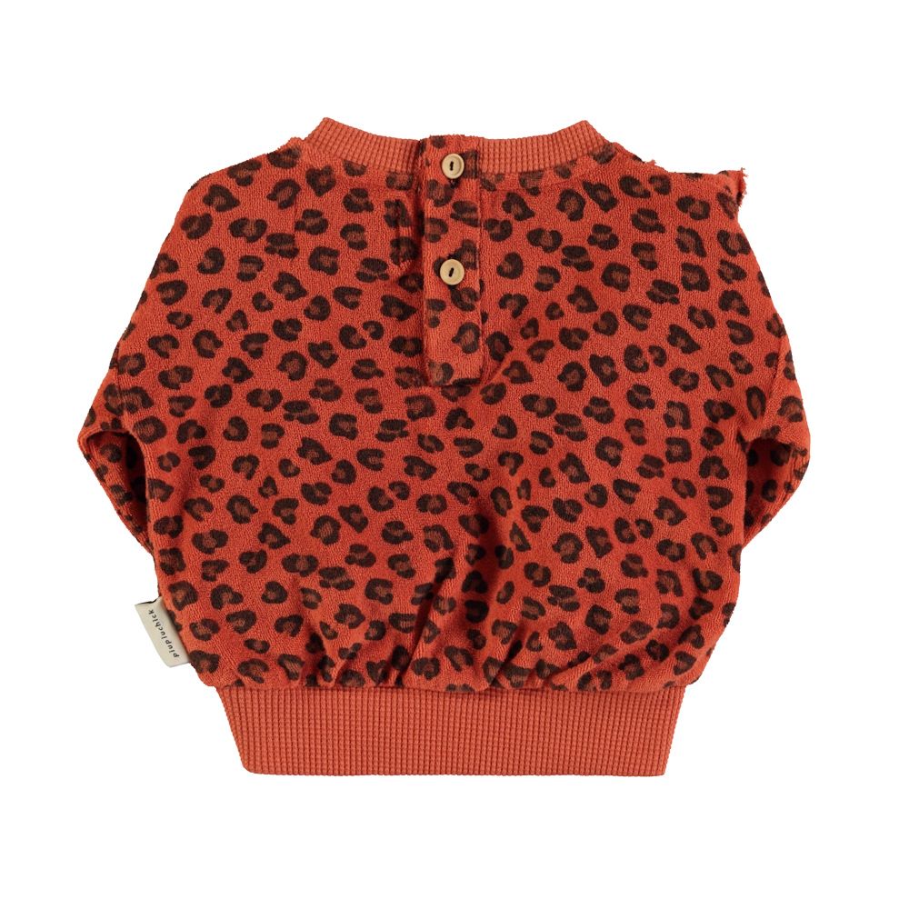 Terry Cotton Sweatshirt in Terracotta w/ Animal Print