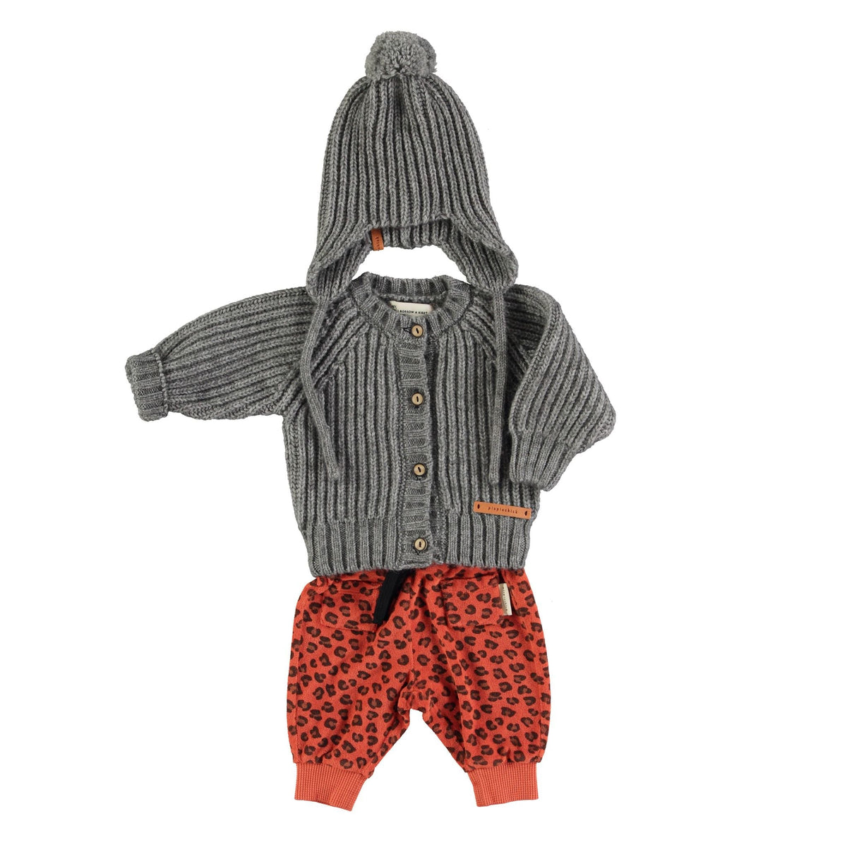 Terracotta Animal Print Terry Cotton Jogger Pants with Pockets