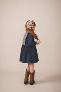 Eco Wash Denim Eyelet Yoke Full Sleeve Babydoll Dress