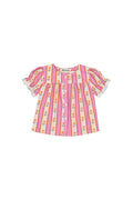 Printed Cotton Poplin Gathered Yoke Baby Blouse