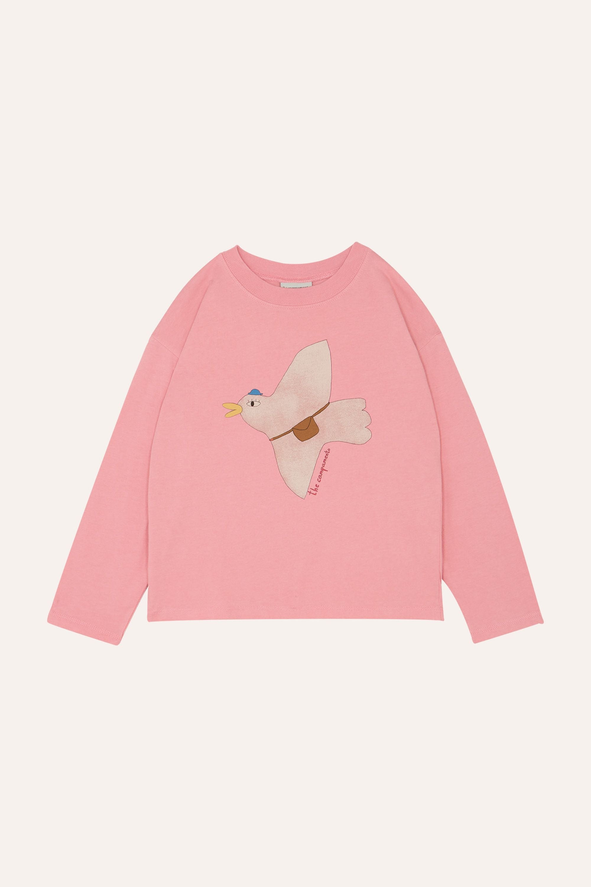 Oversized Organic Cotton Pink Pigeon Print Sweatshirt