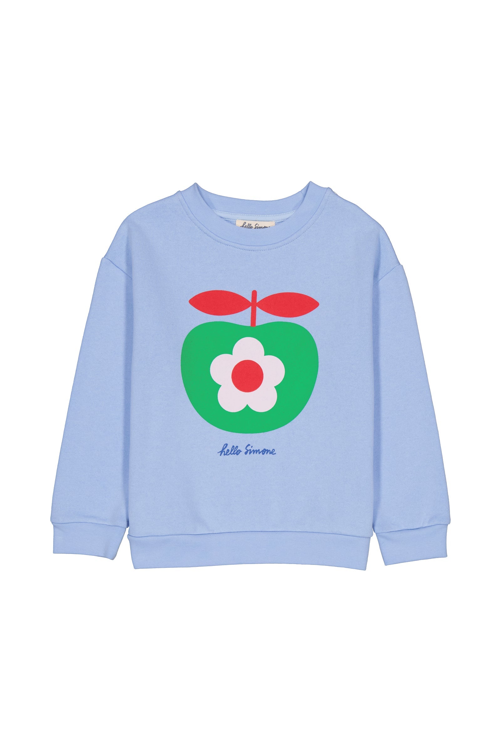 Light Blue Apple Print Organic Cotton Sweatshirt