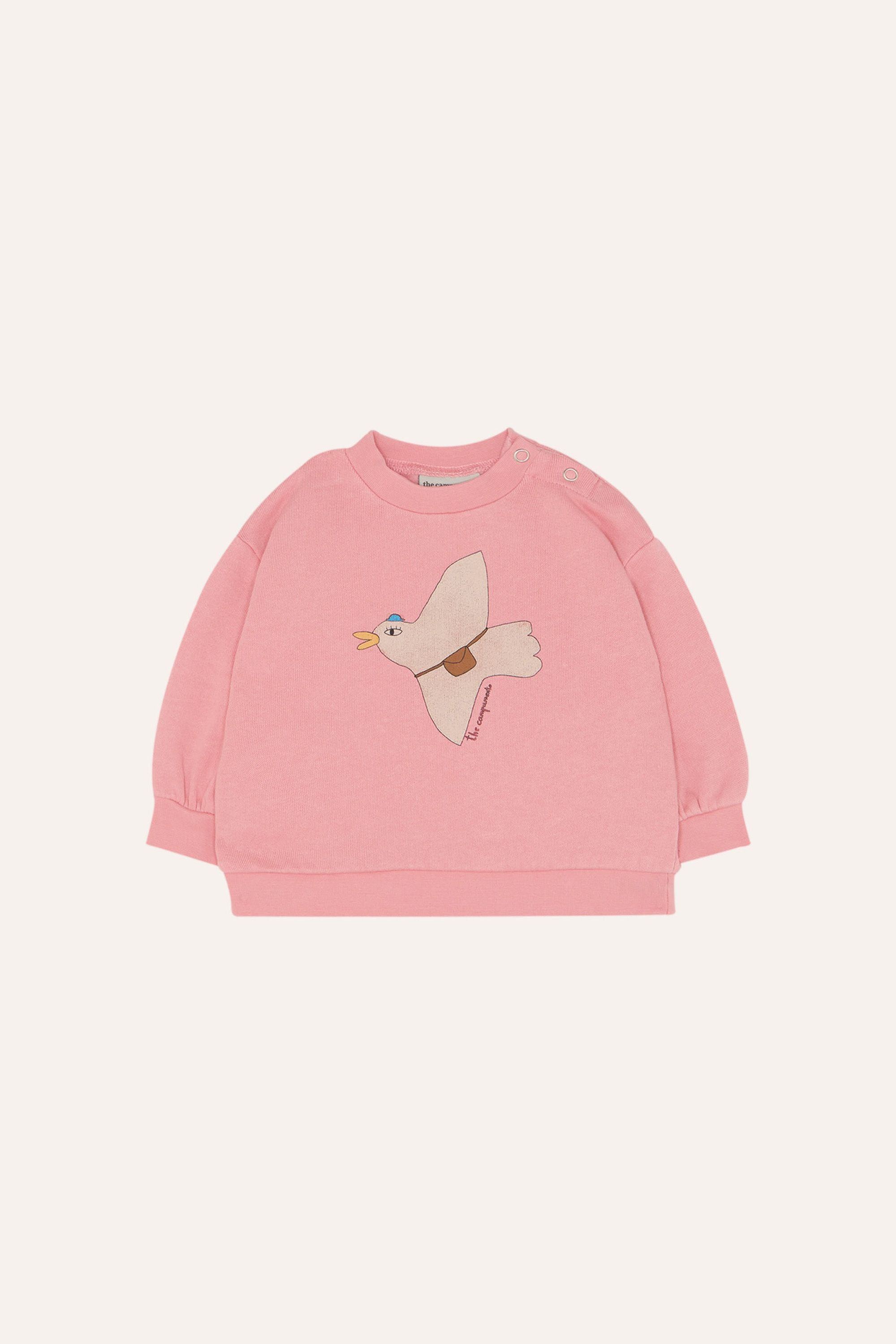 Oversized Organic Cotton Pink Pigeon Print Sweatshirt