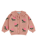 Rose Mohair Scalloped Collar Flower Knit Cardigan