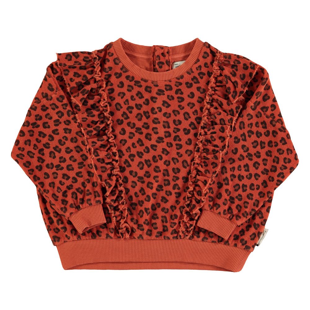 Terry Cotton Sweatshirt in Terracotta w/ Animal Print