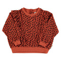 Terry Cotton Sweatshirt in Terracotta w/ Animal Print