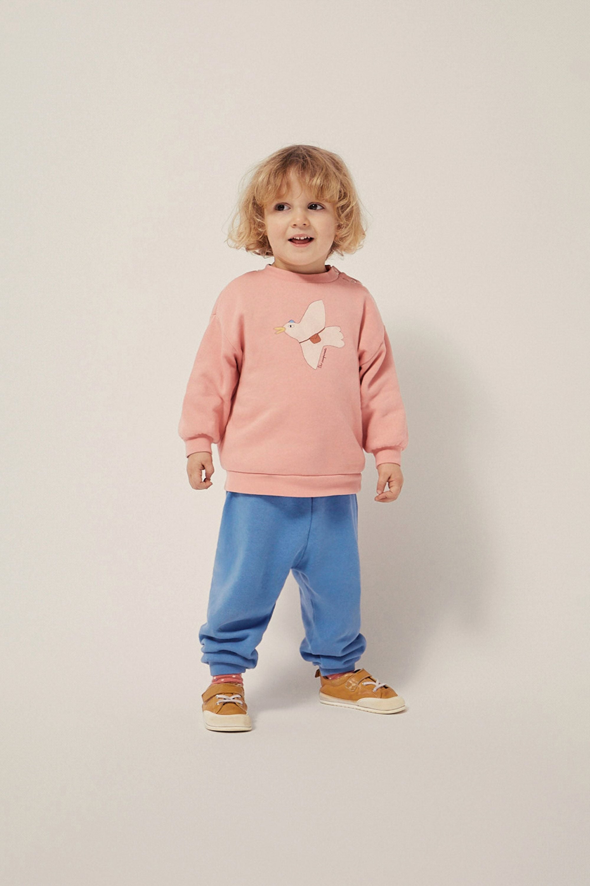 Oversized Organic Cotton Pink Pigeon Print Sweatshirt