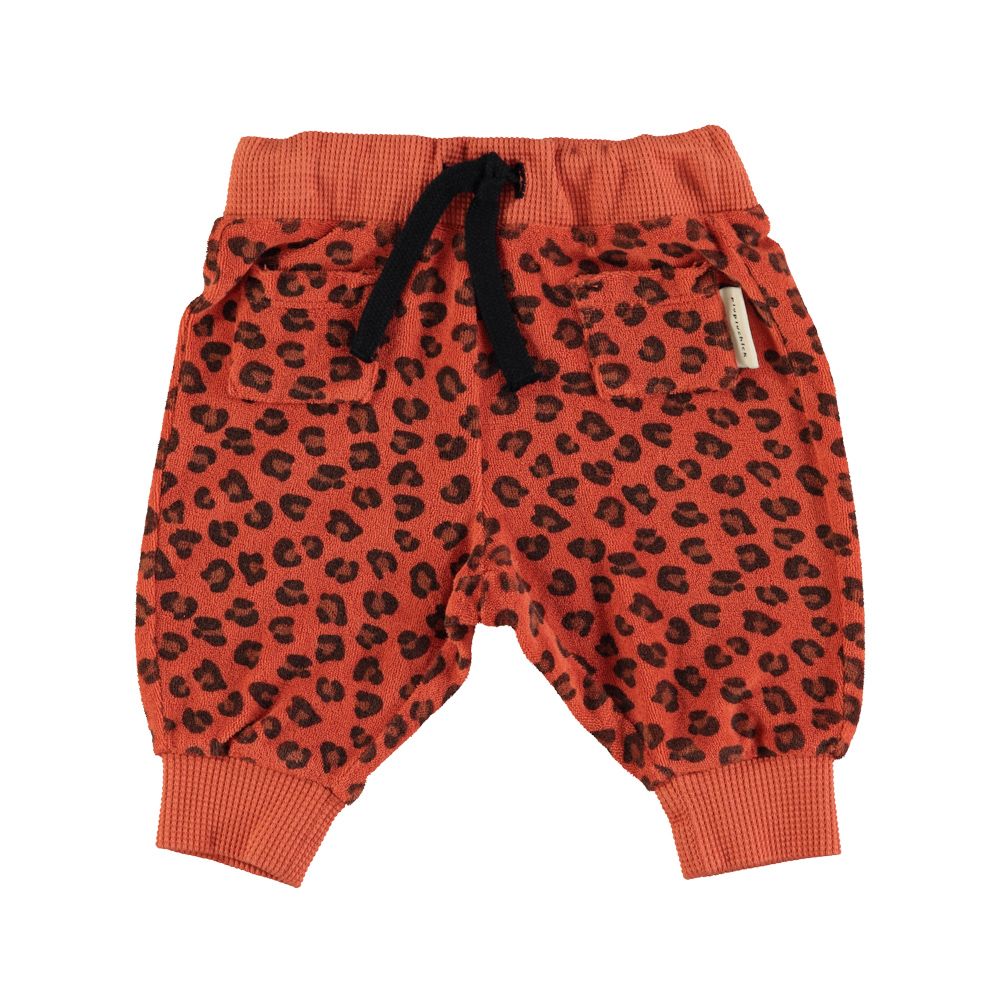 Terracotta Animal Print Terry Cotton Jogger Pants with Pockets
