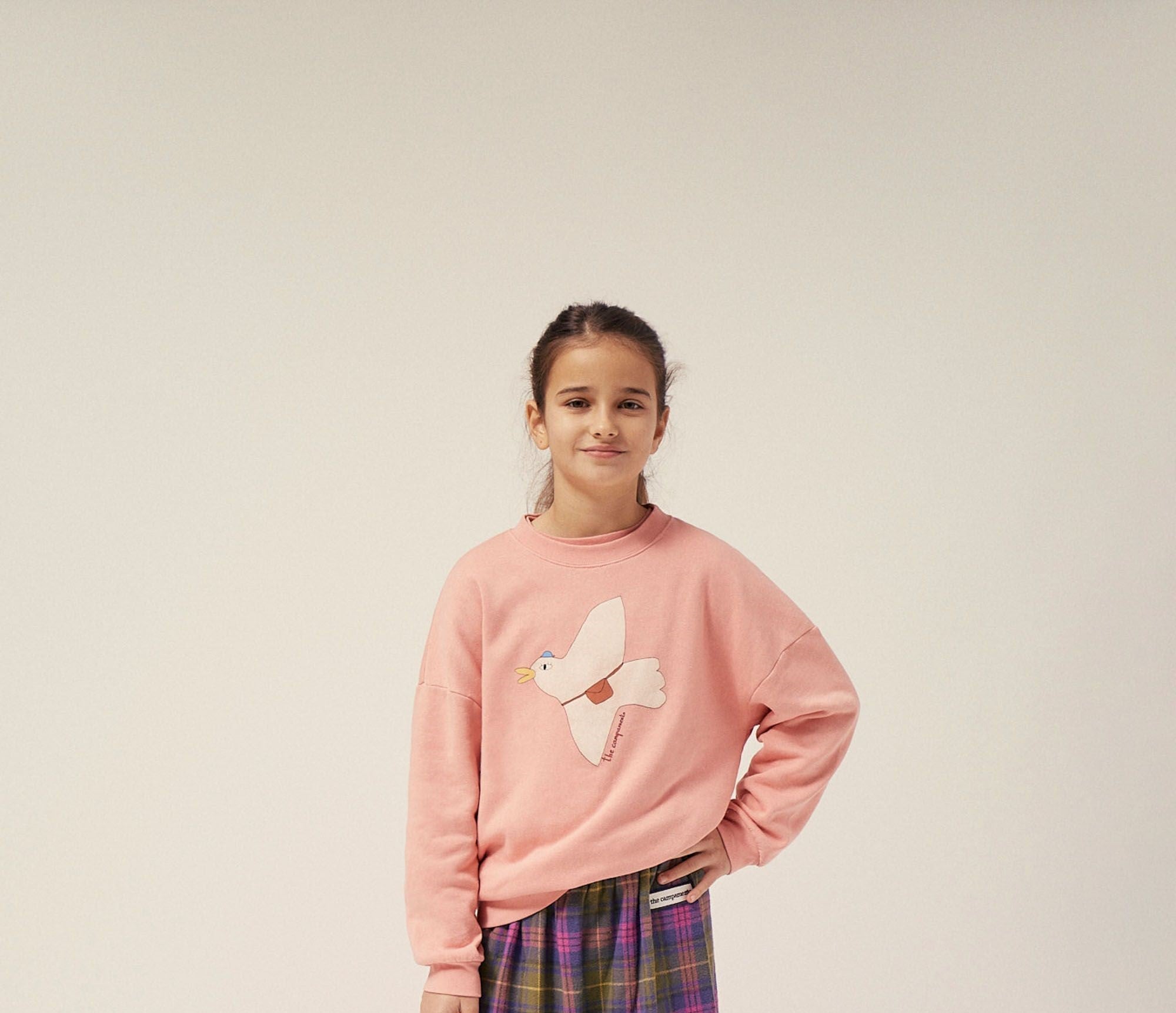Oversized Organic Cotton Pink Pigeon Print Sweatshirt