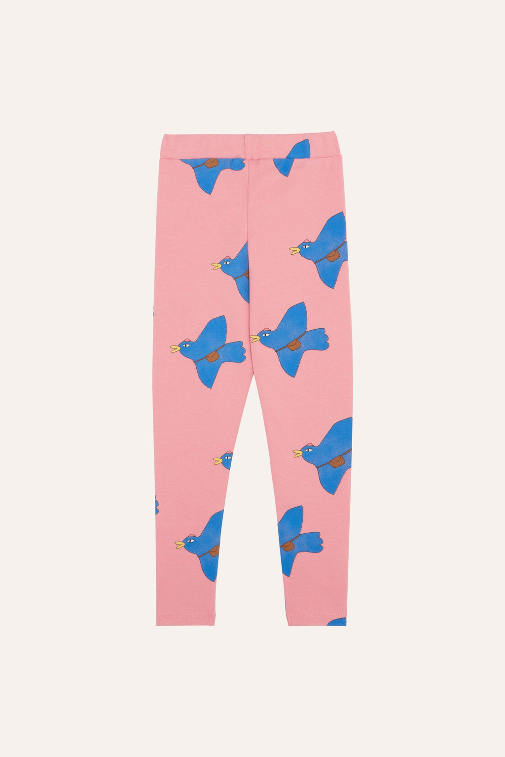 Pink Blue Pigeon Allover Print Organic Cotton Kids Leggings