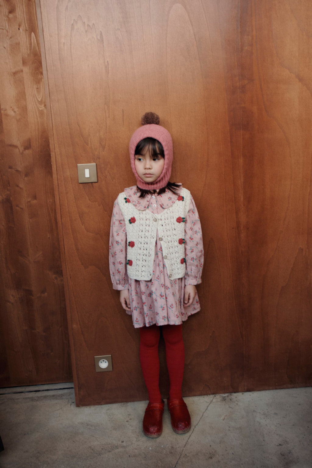 Aster Print Long Sleeve Gathered Panel Ruffle Collar Cotton Dress