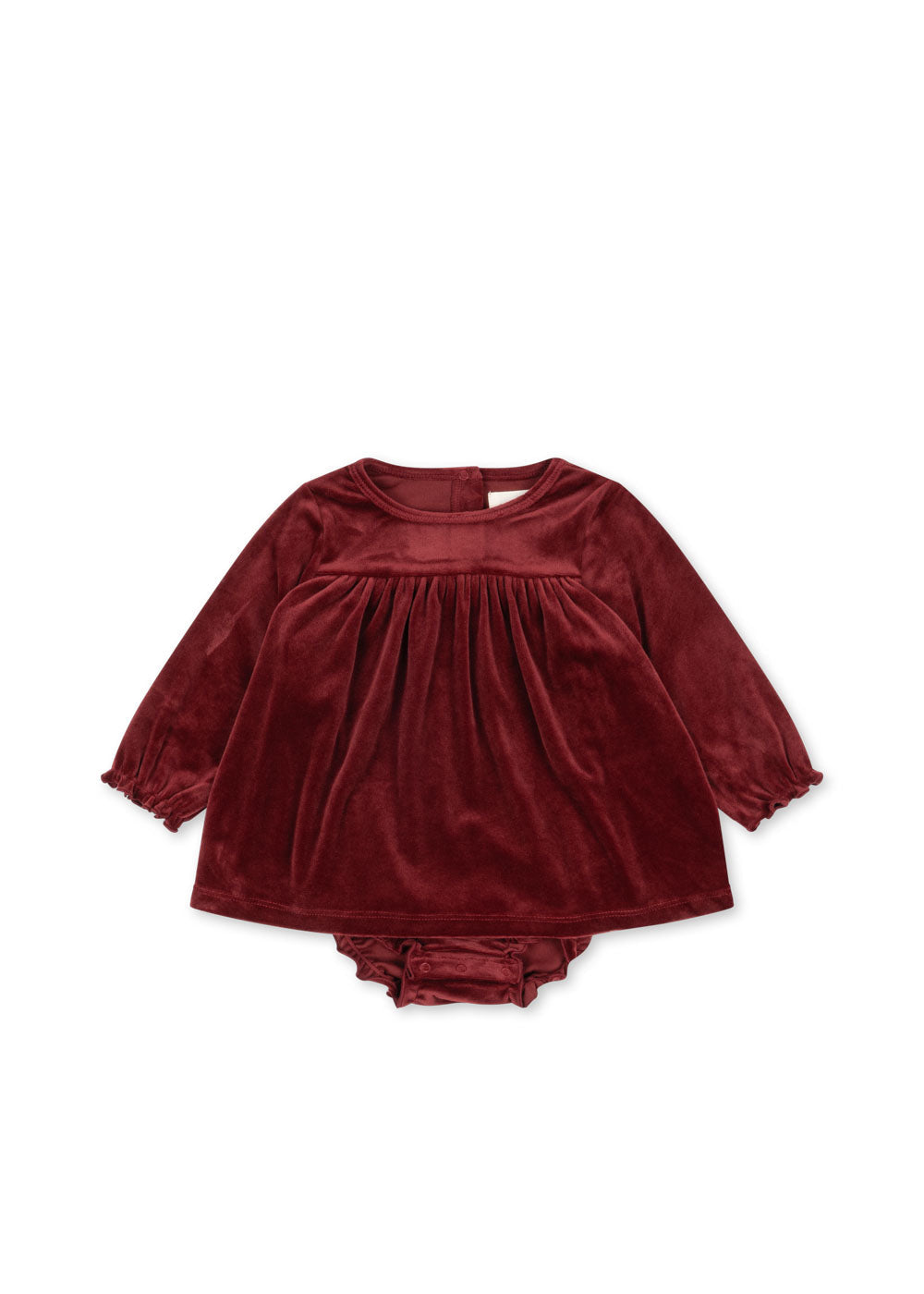 Red Dahlia Soft Velvet Push Button Holiday Romper Dress