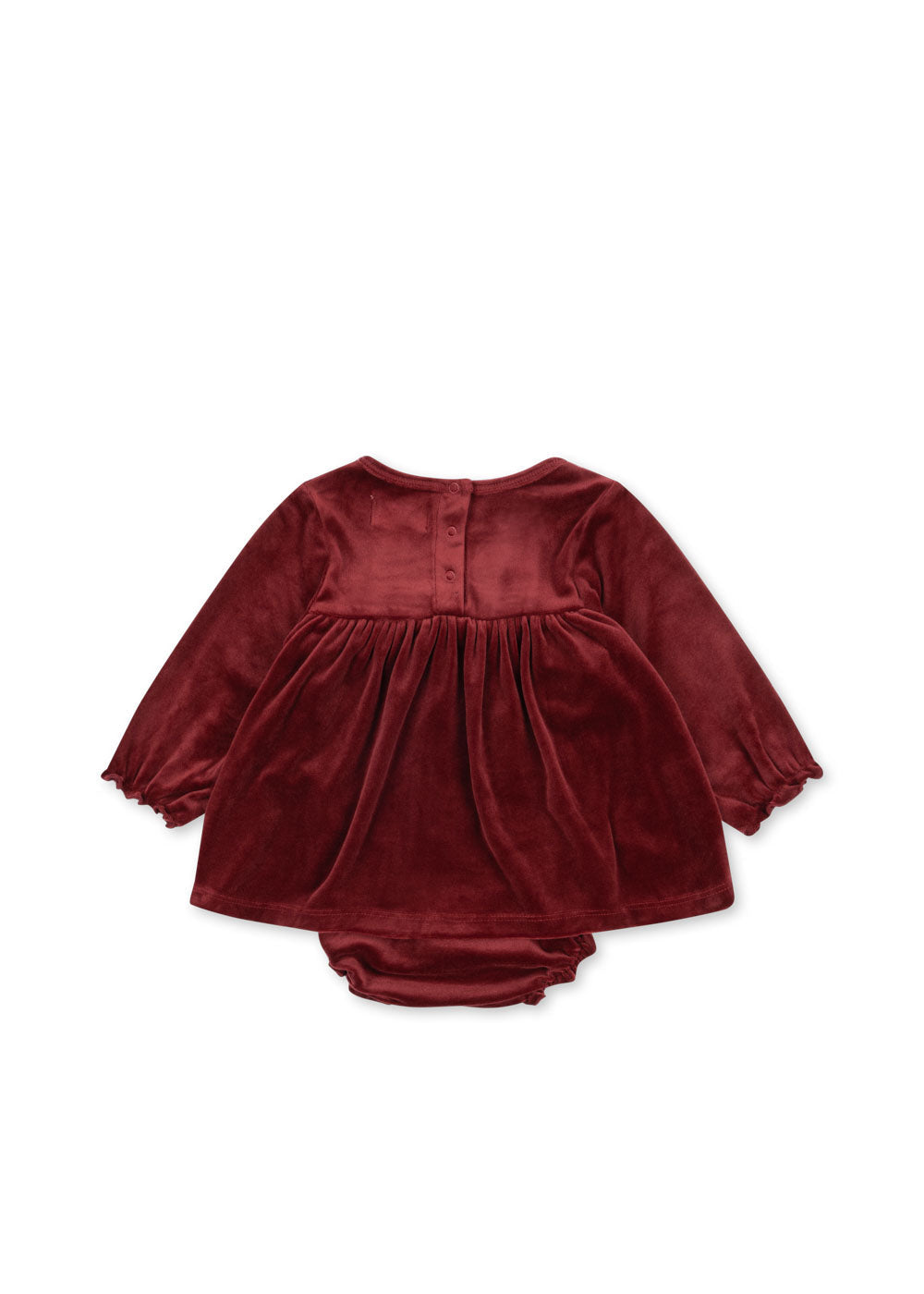 Red Dahlia Soft Velvet Push Button Holiday Romper Dress