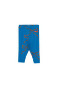 Blue Allover Bows Print Ribbed Cotton Elastane Baby Leggings