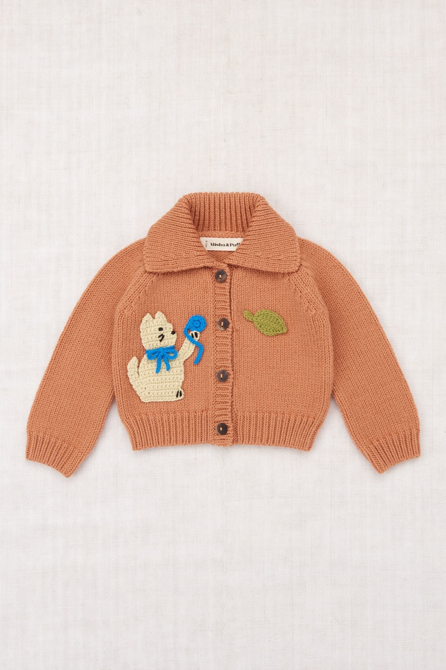 Baby Merino Wool Motley Knit Cardigan Palomino