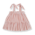 Coral Striped Elastic Chest Adjustable Bow Strap Dress