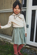 Overcast Little House Print Pima Cotton Ruffle Waist Flowy Skirt