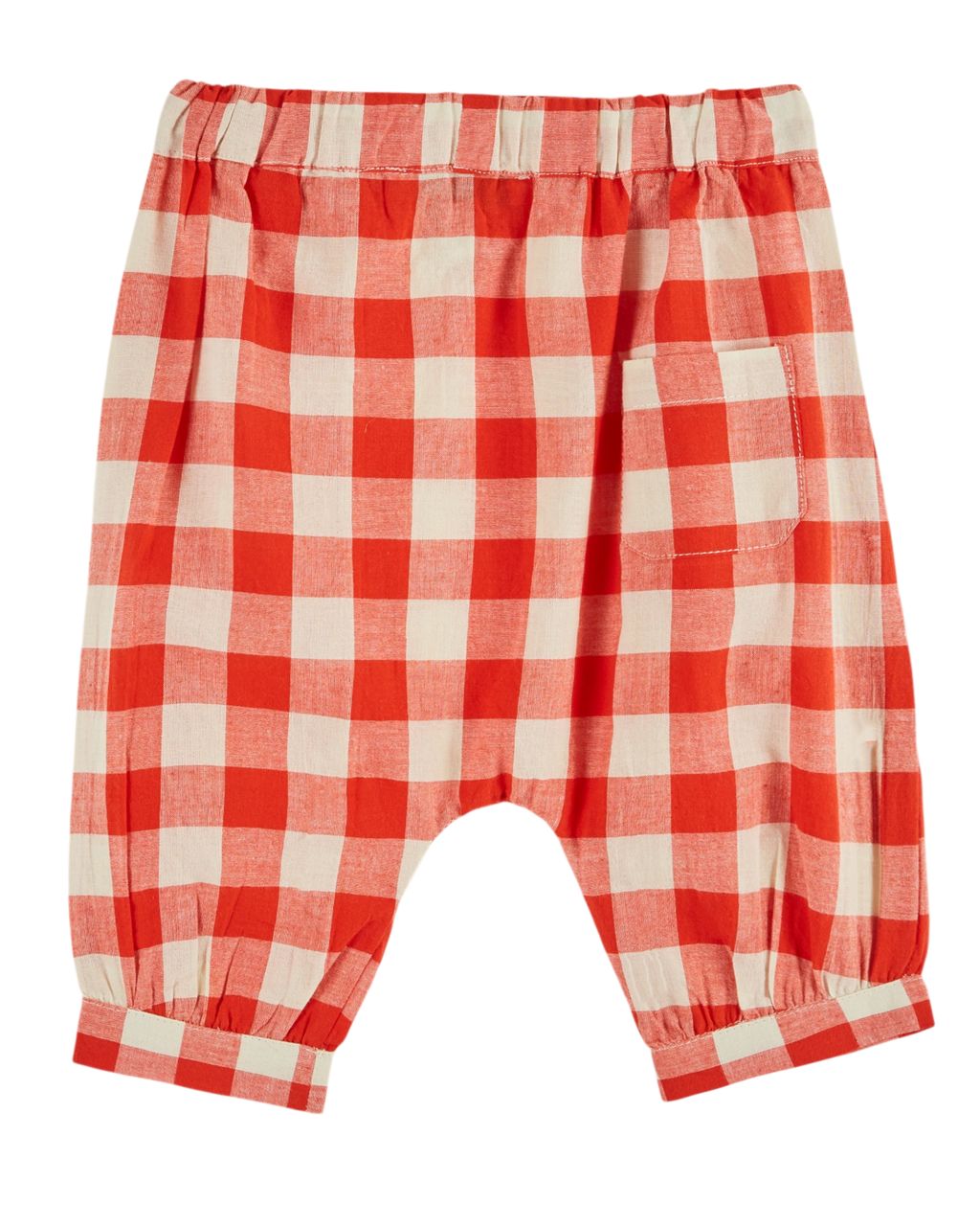 Vichy Red Harem Style Pleated Organic Cotton Baby Pants