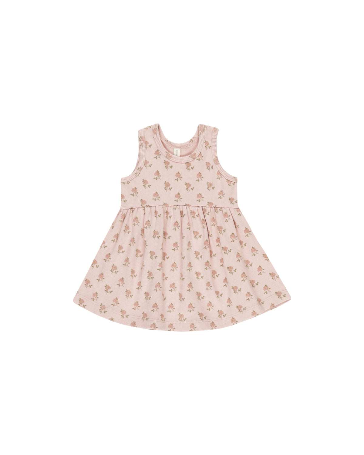 Bubble Gum Roses Print Ribbed High Waist Tank Dress