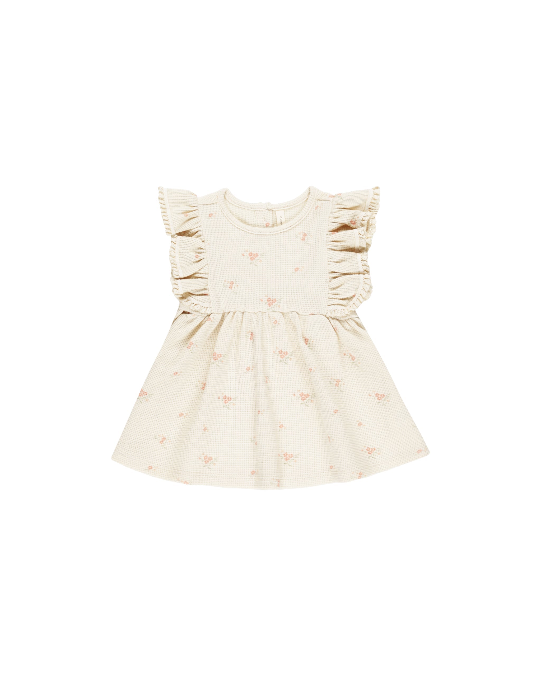Vintage Rose Waffle Knit Ruffle Sleeve Babydoll Dress