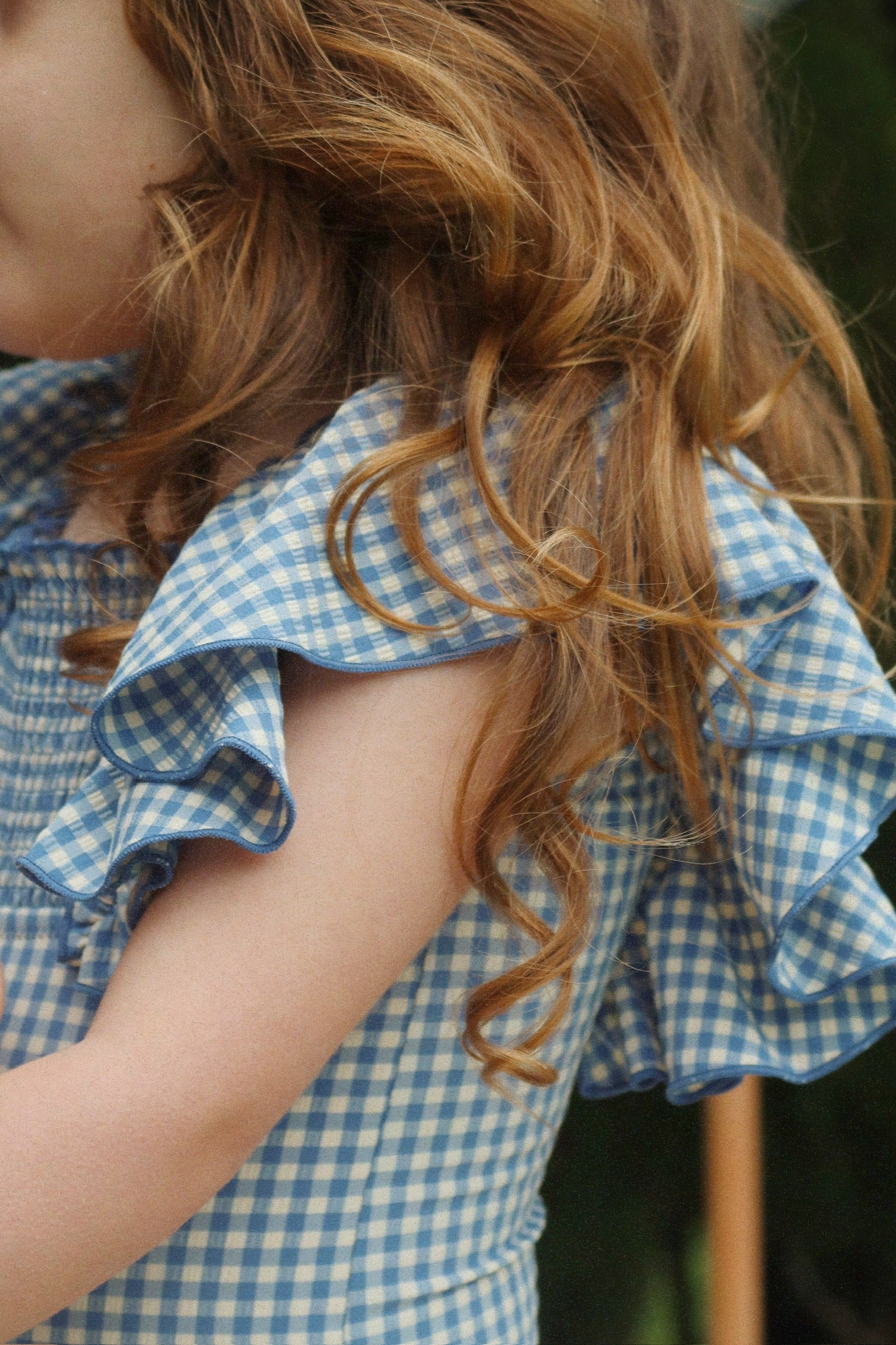 Harbor Check Seersucker Square Neck Smocked Kids Swimsuit