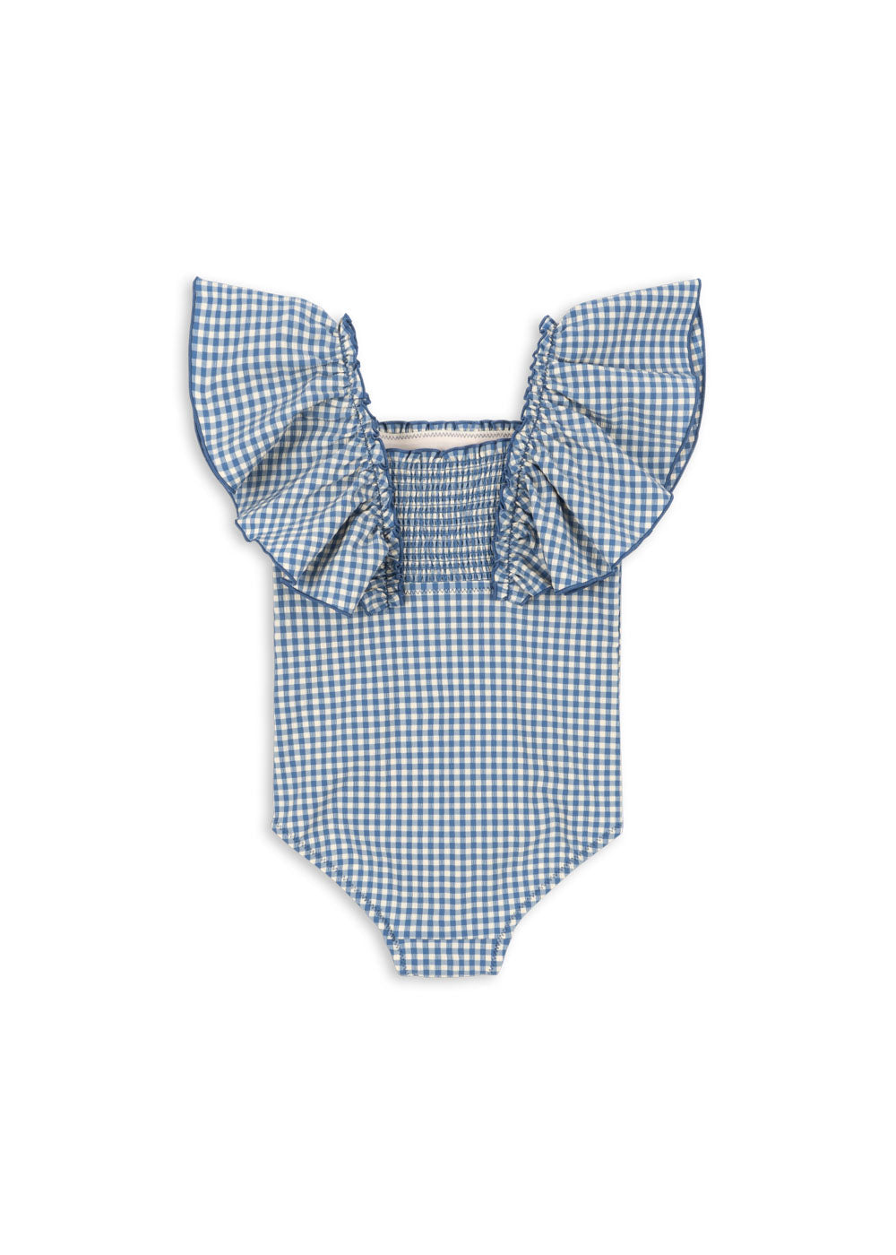 Harbor Check Seersucker Square Neck Smocked Kids Swimsuit