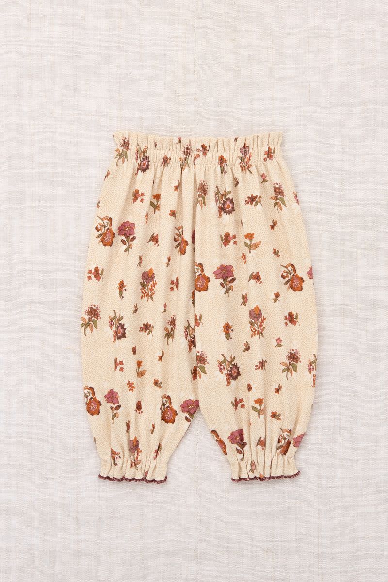 Antique Rose Holyoke Floral Organic Pima Cotton Balloon Baby Pant